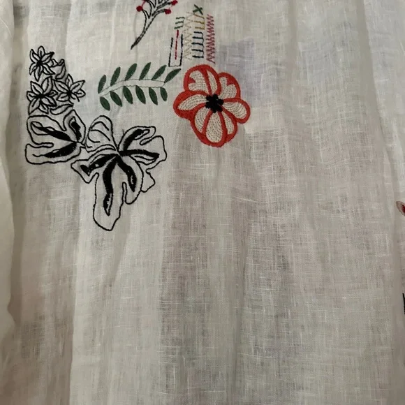 Johnny Was Simmie Embroidered Linen Blouse - Picture 12 of 15